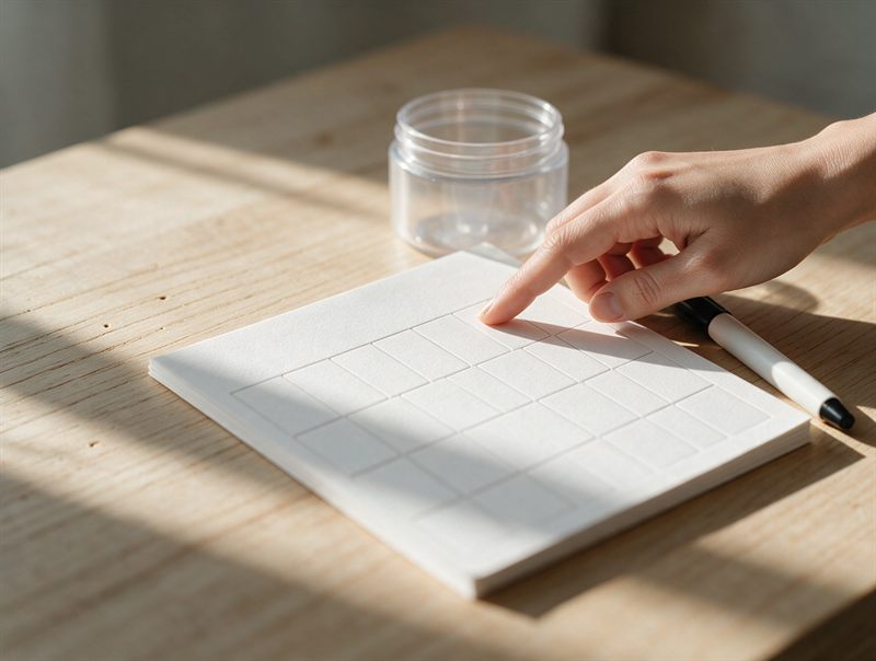 Calendario junto a un bote de suplementos para marcar la duración de la pauta